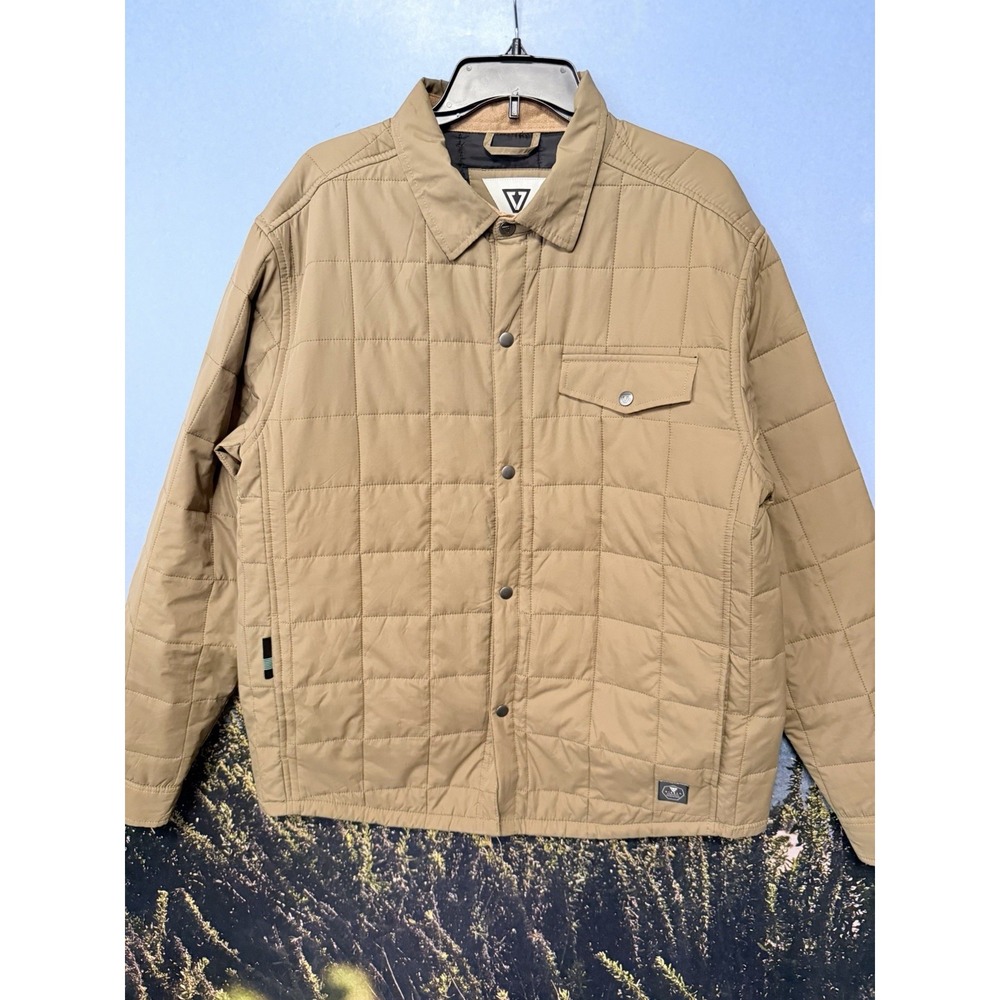 Vissla‎ Cronkite II Eco Snap Jacket Mens XL Browm Quilted Water Resistant